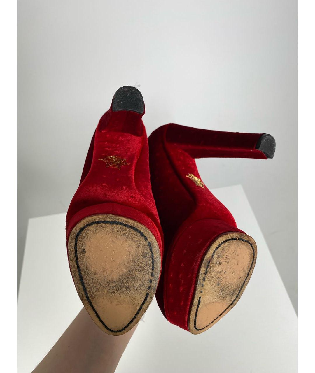 CHARLOTTE OLYMPIA Бордовые бархатные туфли, фото 6