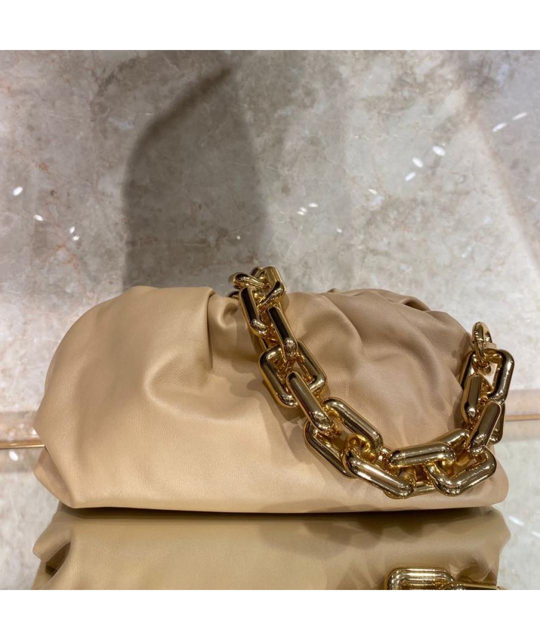 BOTTEGA VENETA Бежевая кожаная сумка через плечо, фото 3