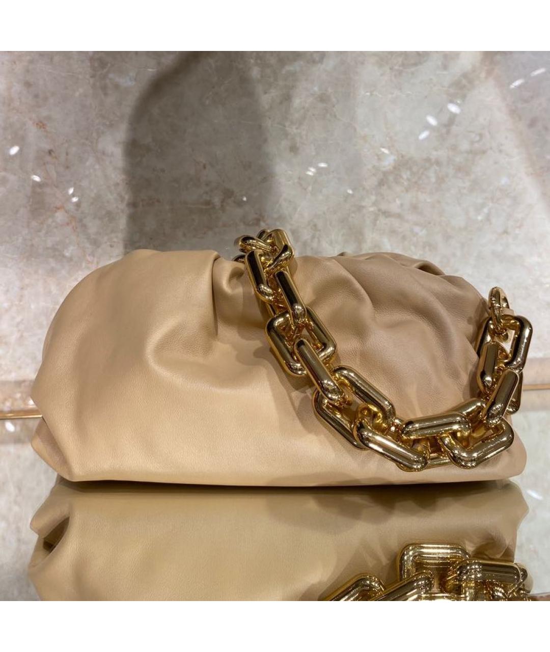 BOTTEGA VENETA Бежевая кожаная сумка через плечо, фото 2