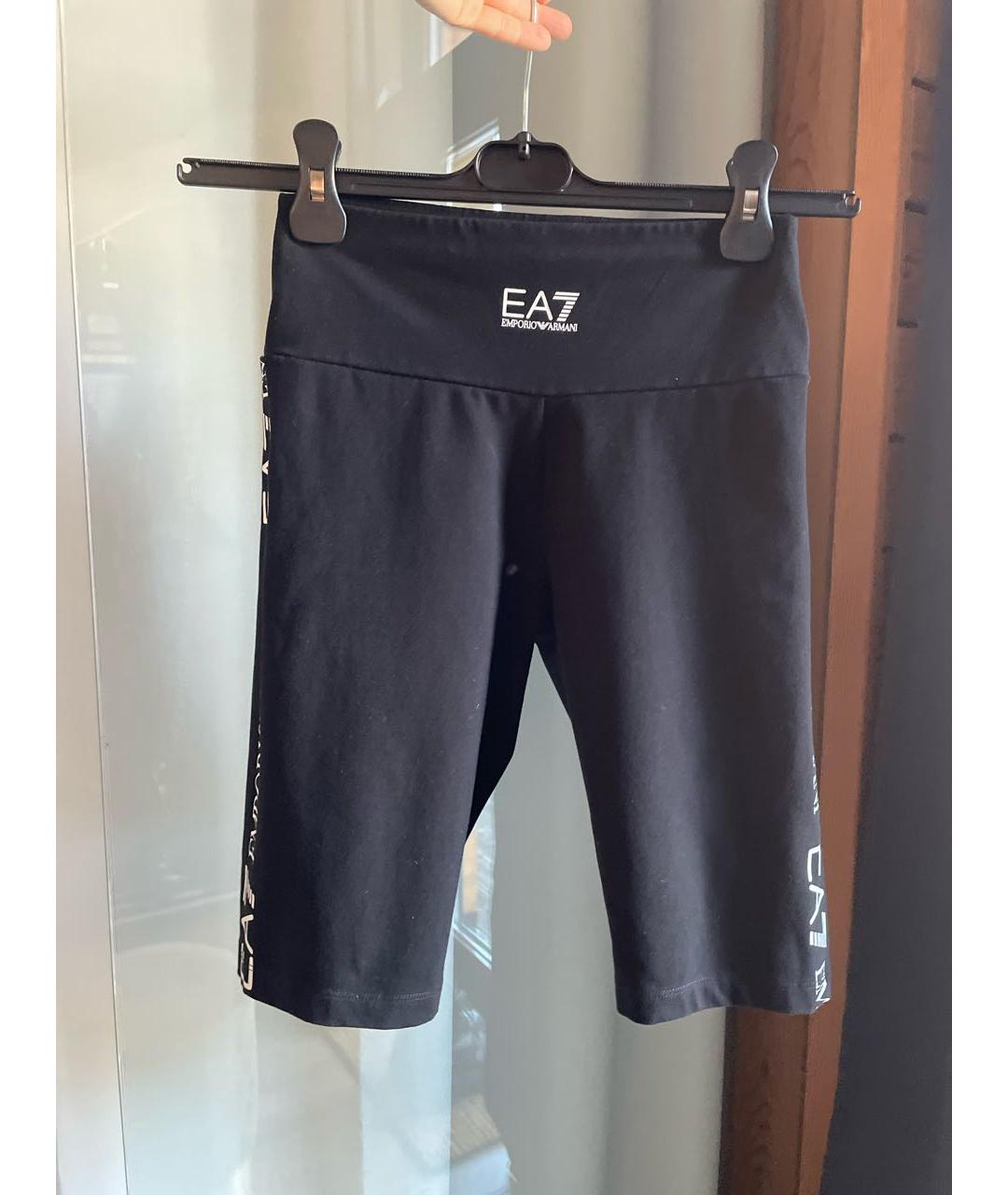 EA7 Черные хлопковые спортивные брюки и шорты, фото 5