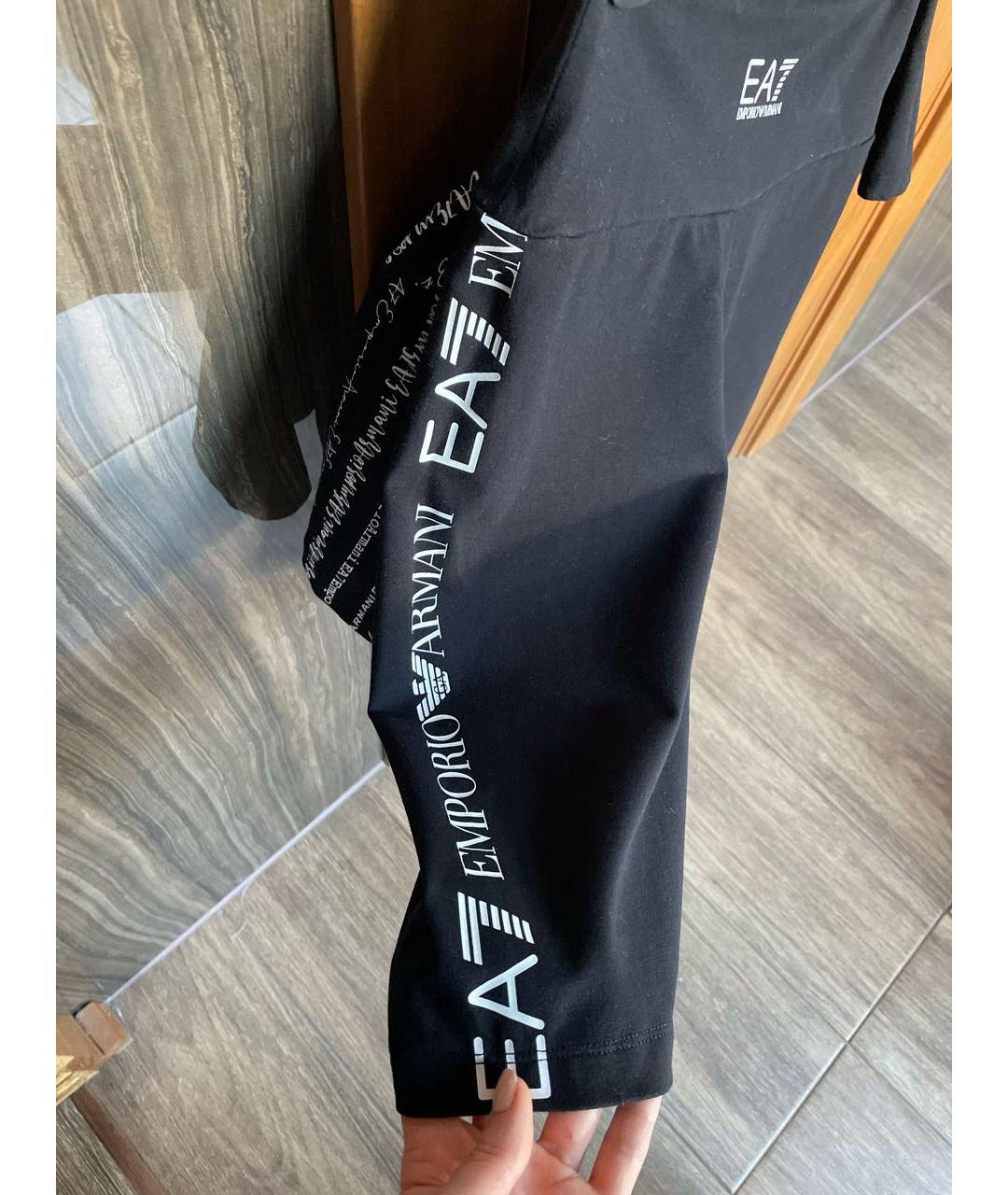 EA7 Черные хлопковые спортивные брюки и шорты, фото 4