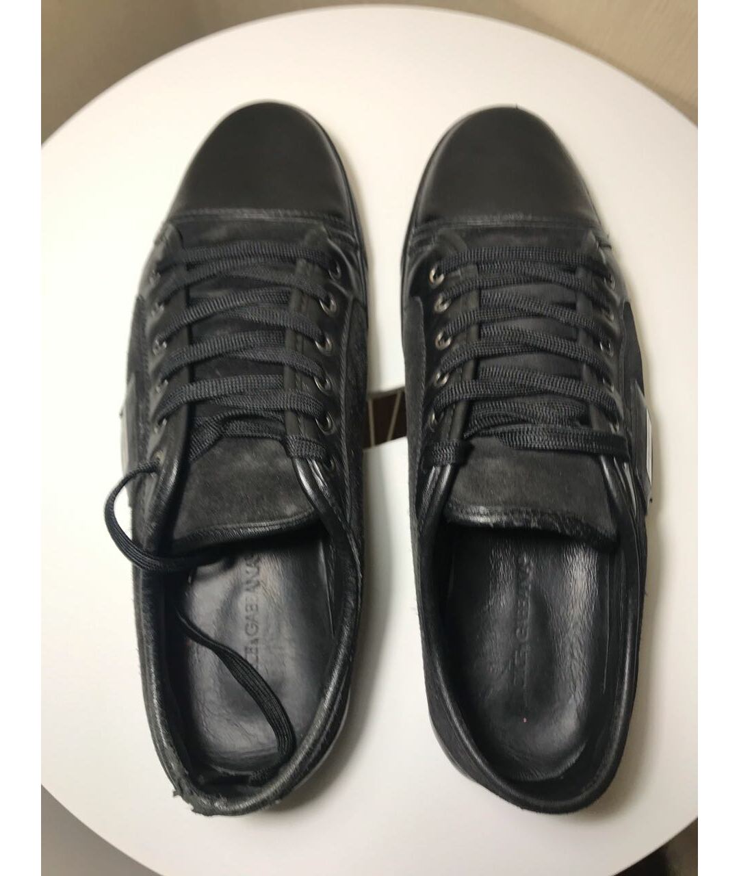 DOLCE&GABBANA Черные замшевые низкие кроссовки / кеды, фото 3