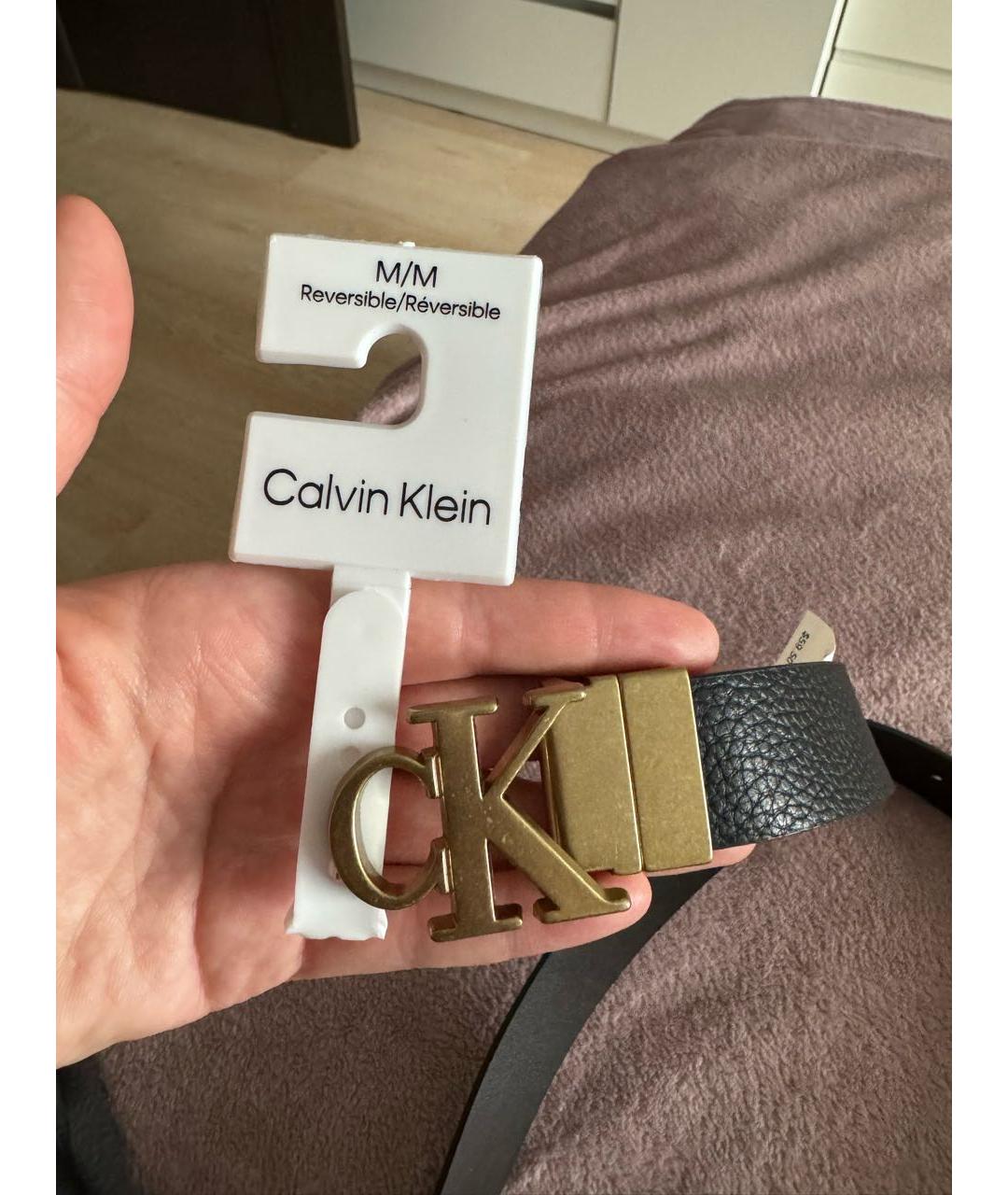 CALVIN KLEIN Черный ремень из искусственной кожи, фото 2