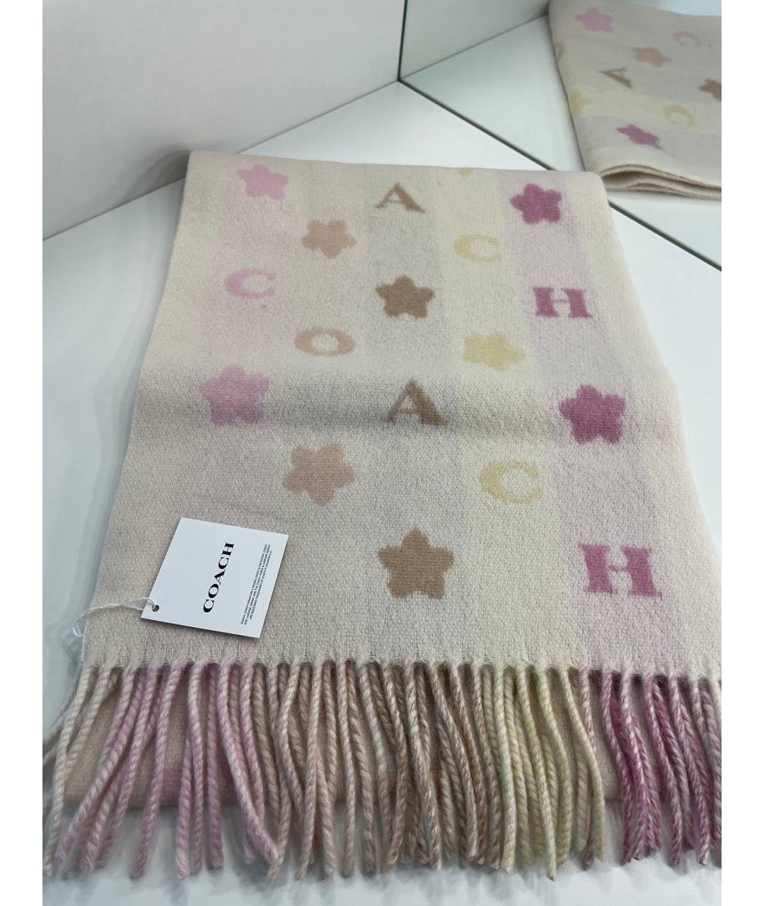COACH Розовый шерстяной шарф, фото 6