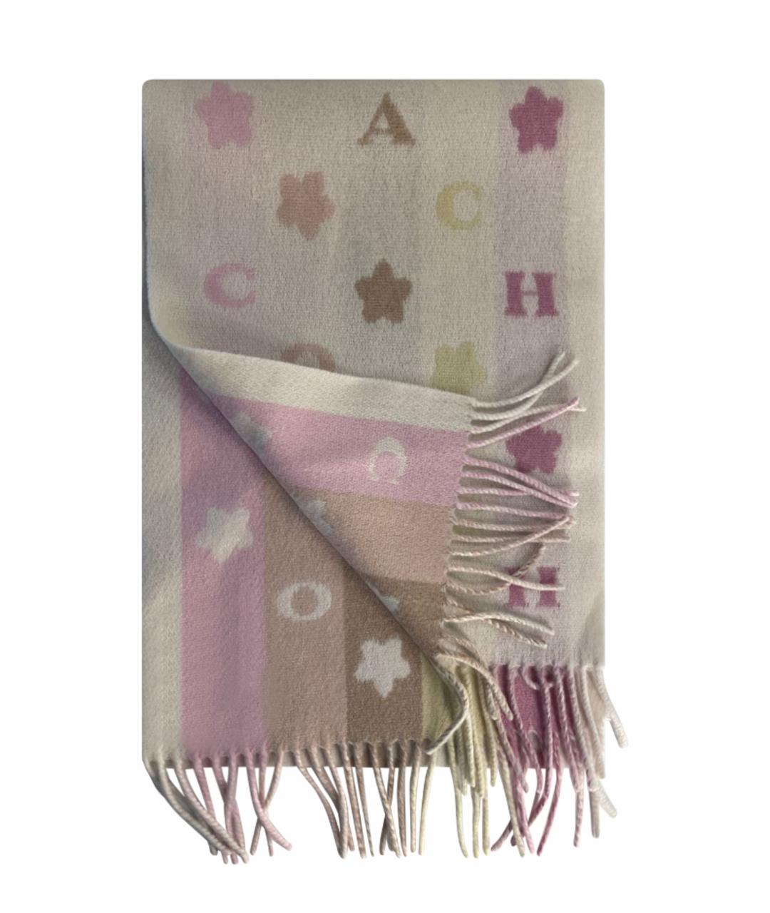 COACH Розовый шерстяной шарф, фото 1