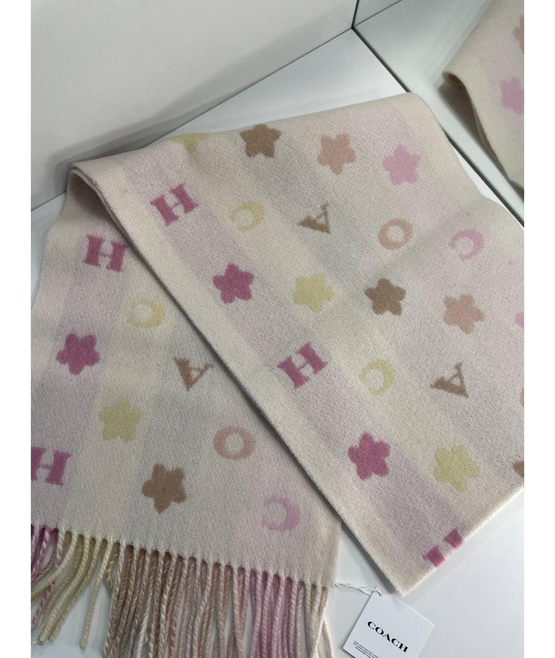 COACH Розовый шерстяной шарф, фото 5