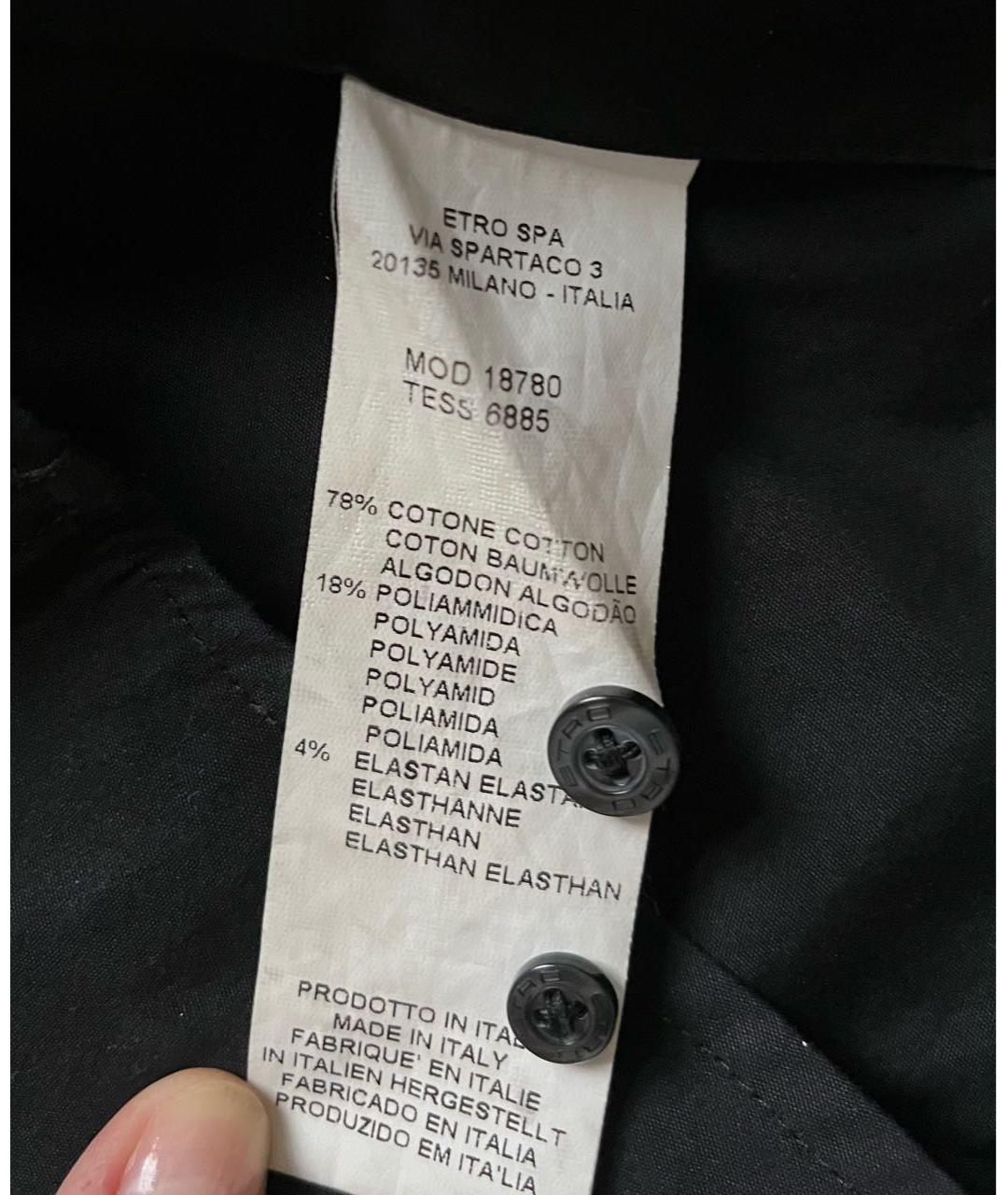 ETRO Черная хлопко-эластановая рубашка, фото 6