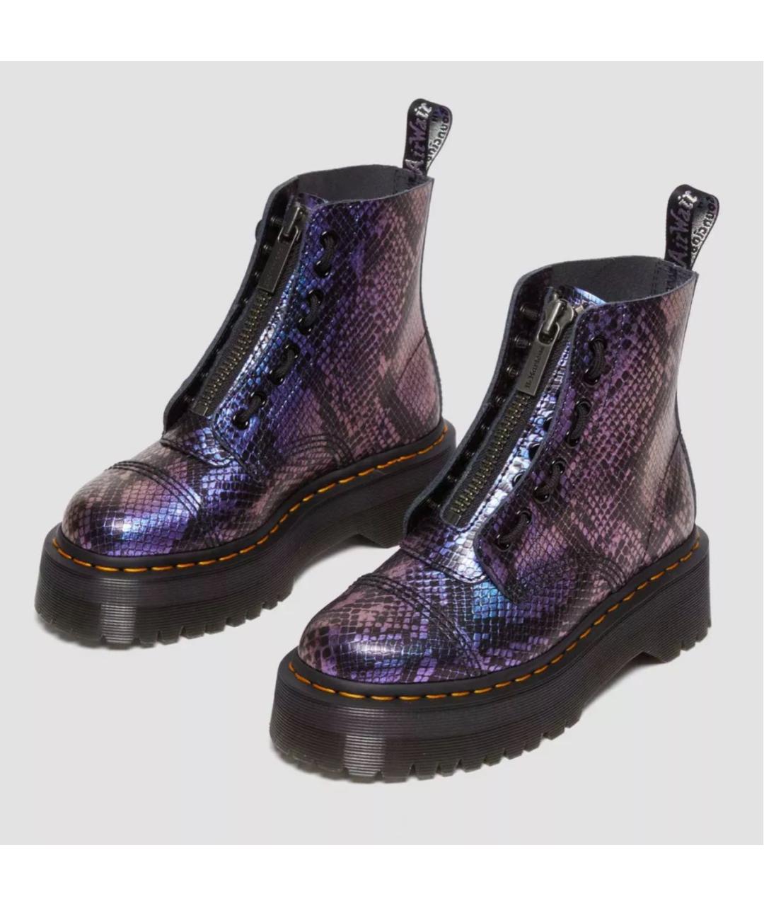 DR. MARTENS Фиолетовые кожаные ботинки, фото 2