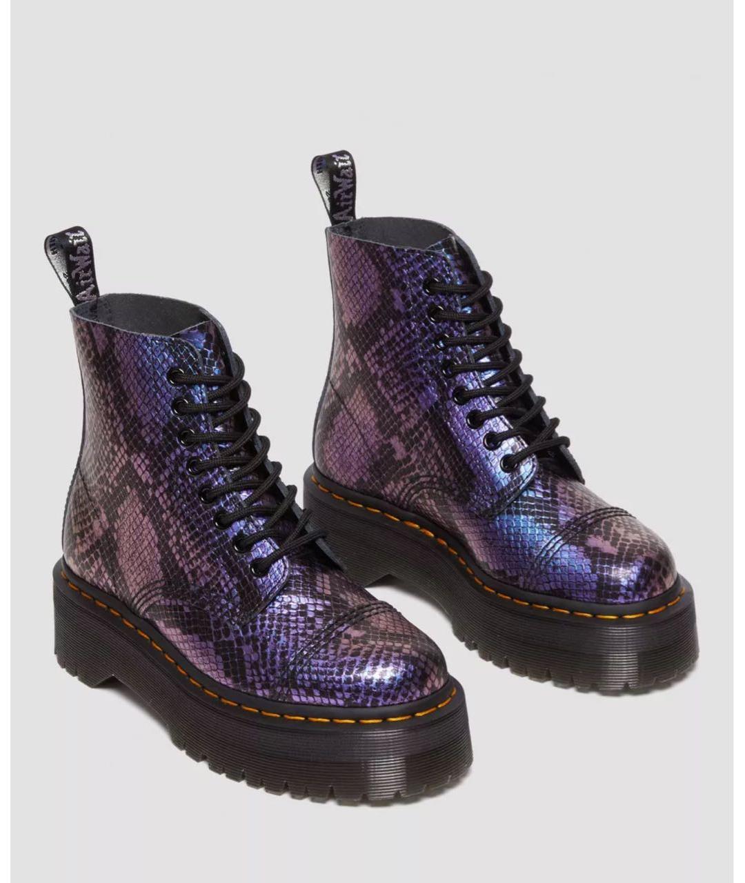 DR. MARTENS Фиолетовые кожаные ботинки, фото 7