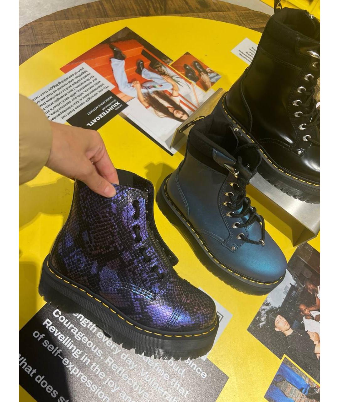 DR. MARTENS Фиолетовые кожаные ботинки, фото 4