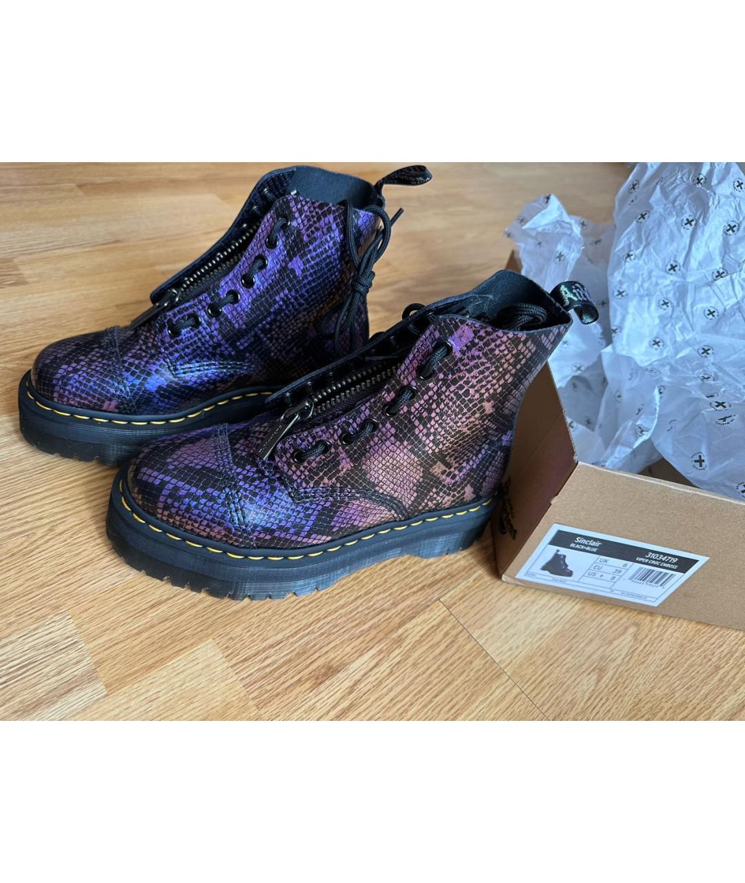 DR. MARTENS Фиолетовые кожаные ботинки, фото 6