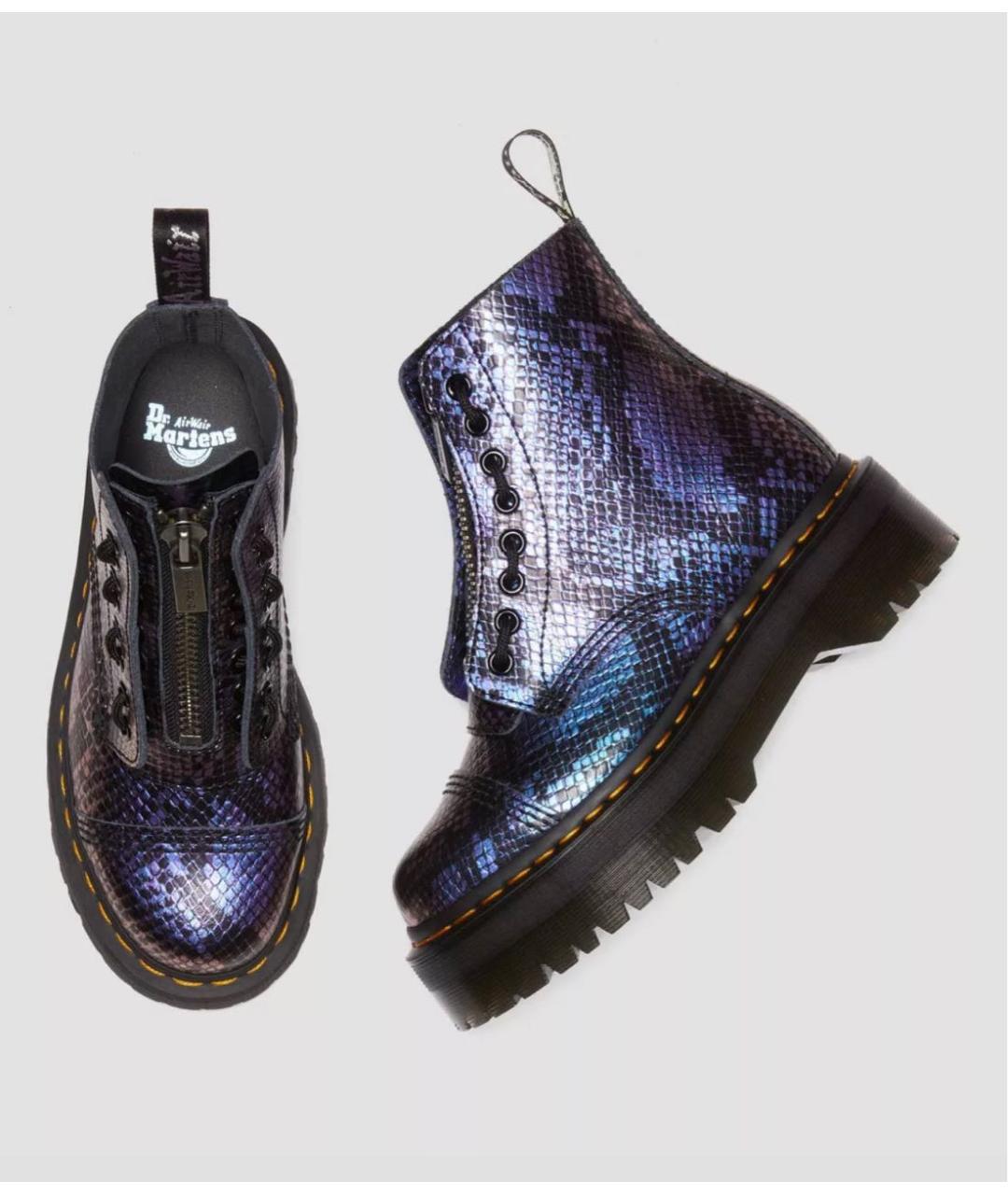 DR. MARTENS Фиолетовые кожаные ботинки, фото 8