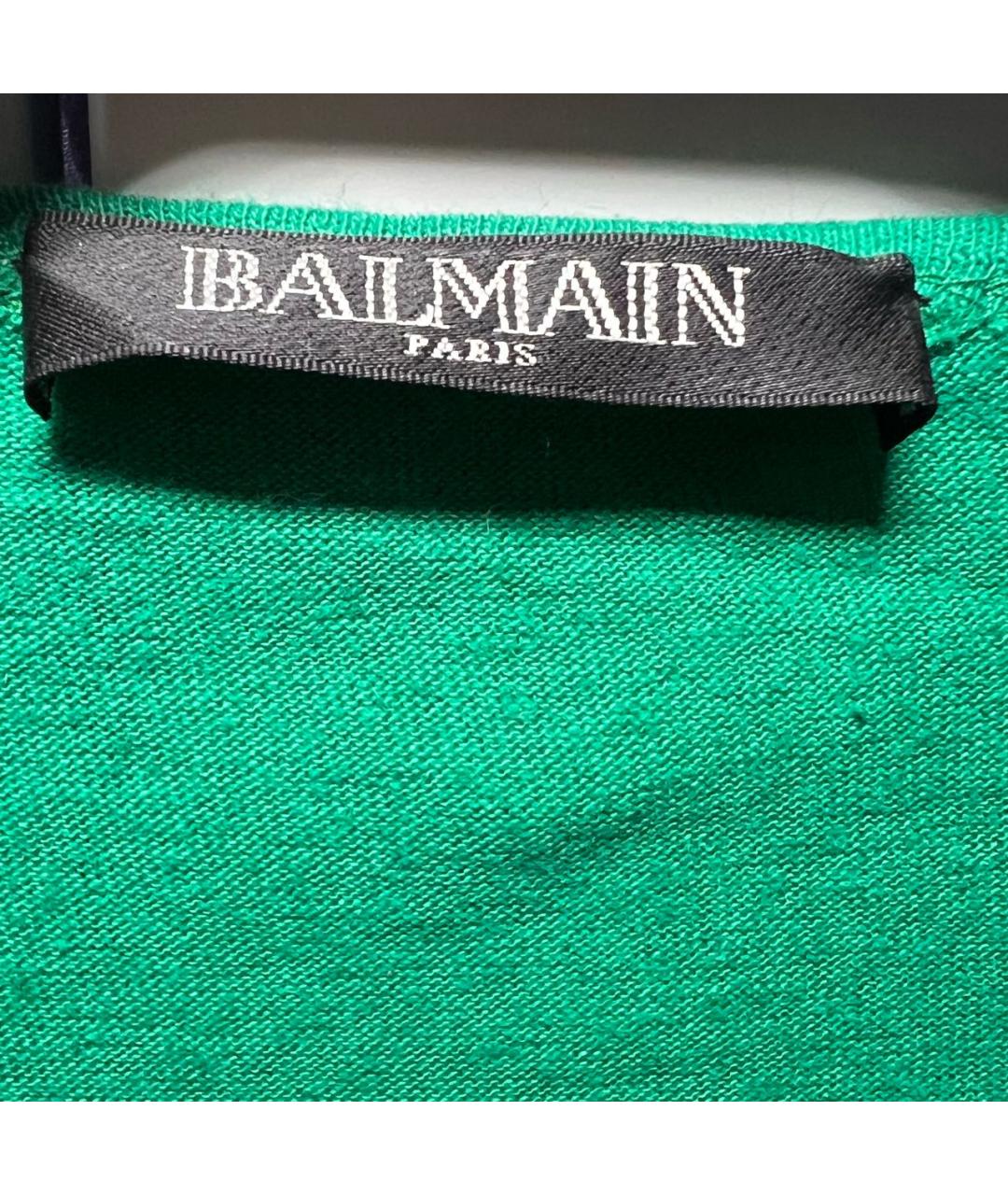 BALMAIN Зеленая хлопковая футболка, фото 5