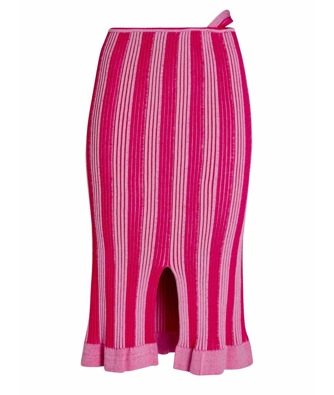 JACQUEMUS Розовая хлопко-эластановая юбка миди, фото 1