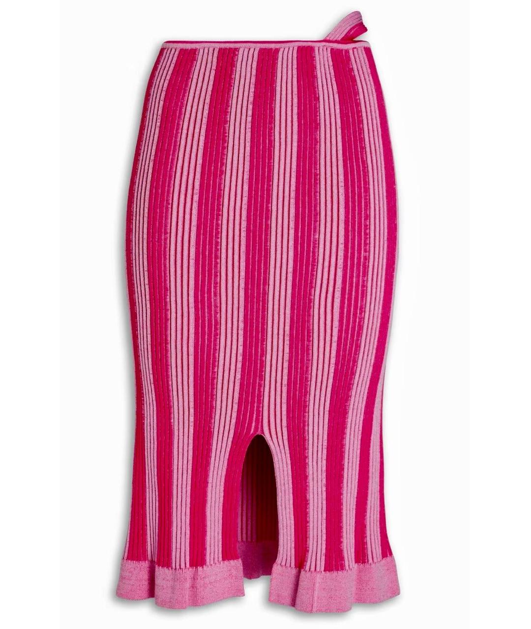 JACQUEMUS Розовая хлопко-эластановая юбка миди, фото 8