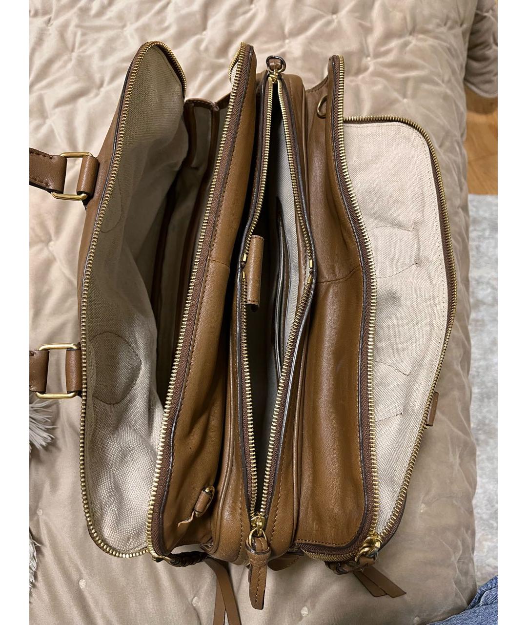 CELINE PRE-OWNED Коричневая кожаная сумка с короткими ручками, фото 4