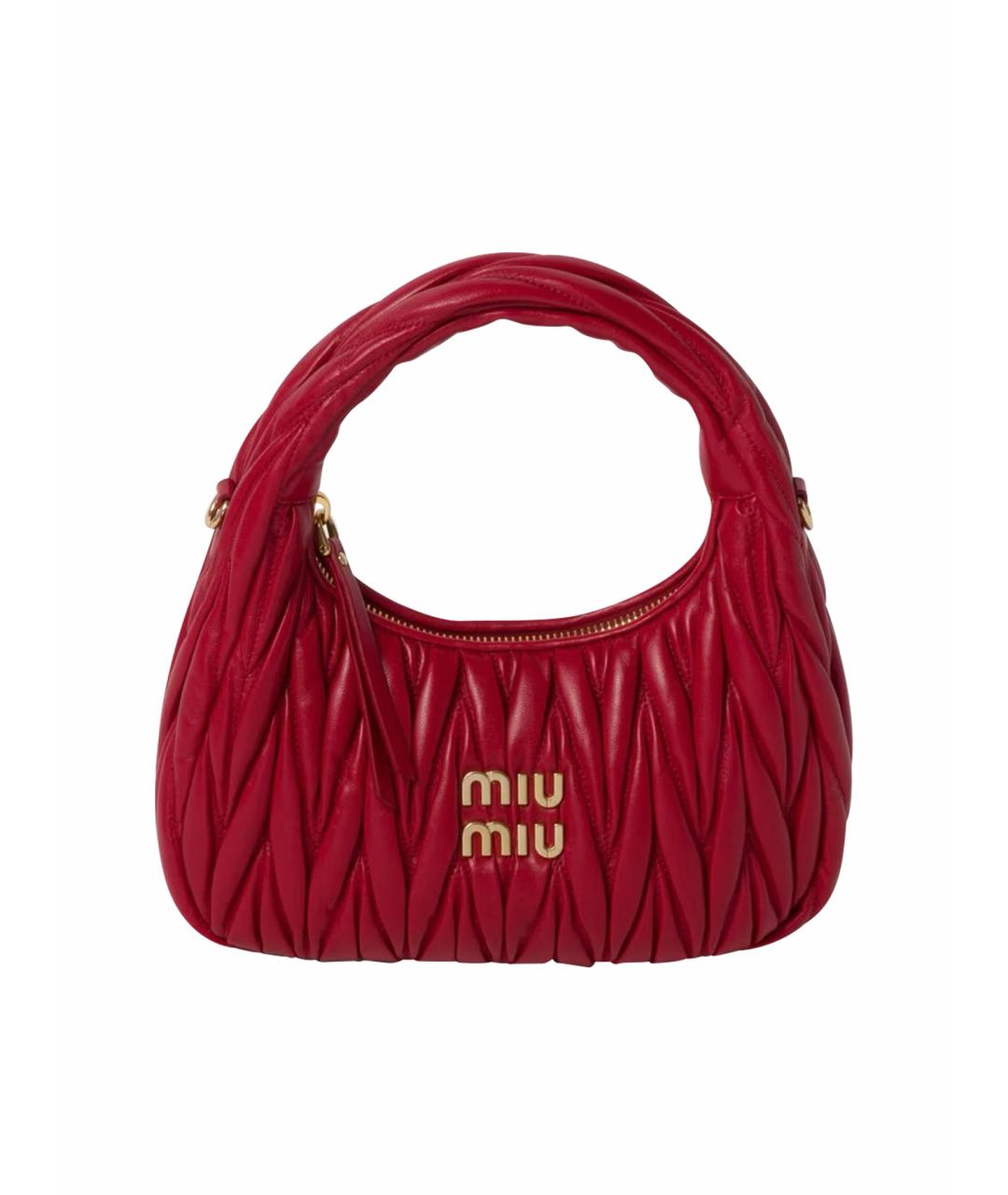 MIU MIU Красная кожаная сумка с короткими ручками, фото 1