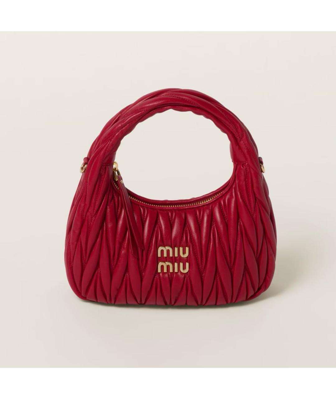 MIU MIU Красная кожаная сумка с короткими ручками, фото 7