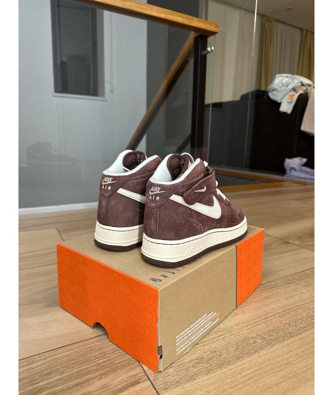 NIKE Коричневые замшевые высокие кроссовки / кеды, фото 3