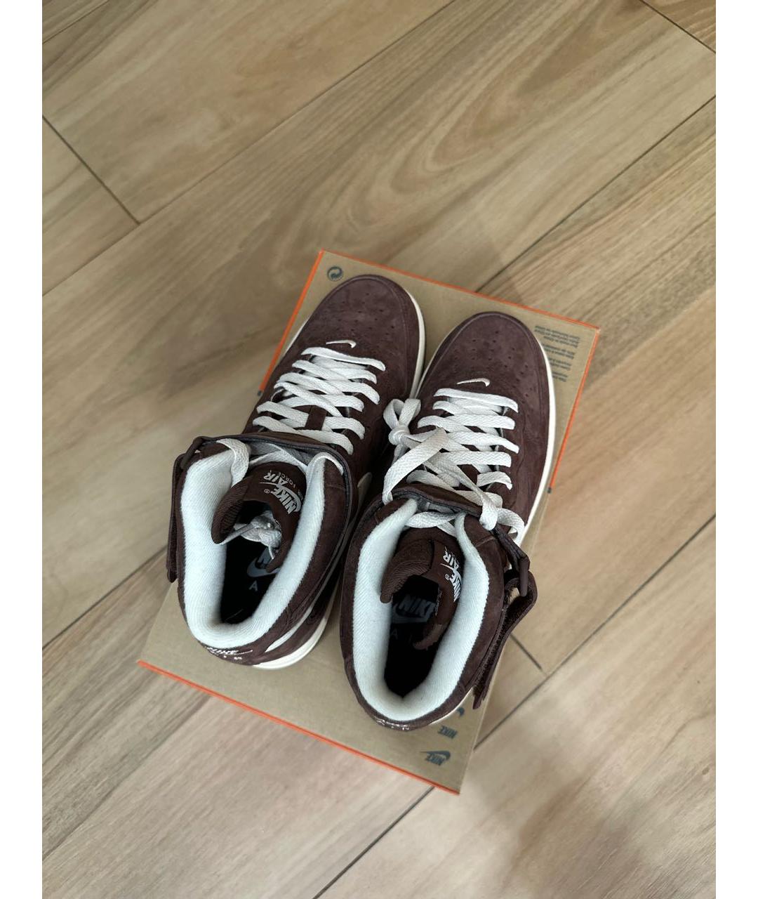 NIKE Коричневые замшевые высокие кроссовки / кеды, фото 5