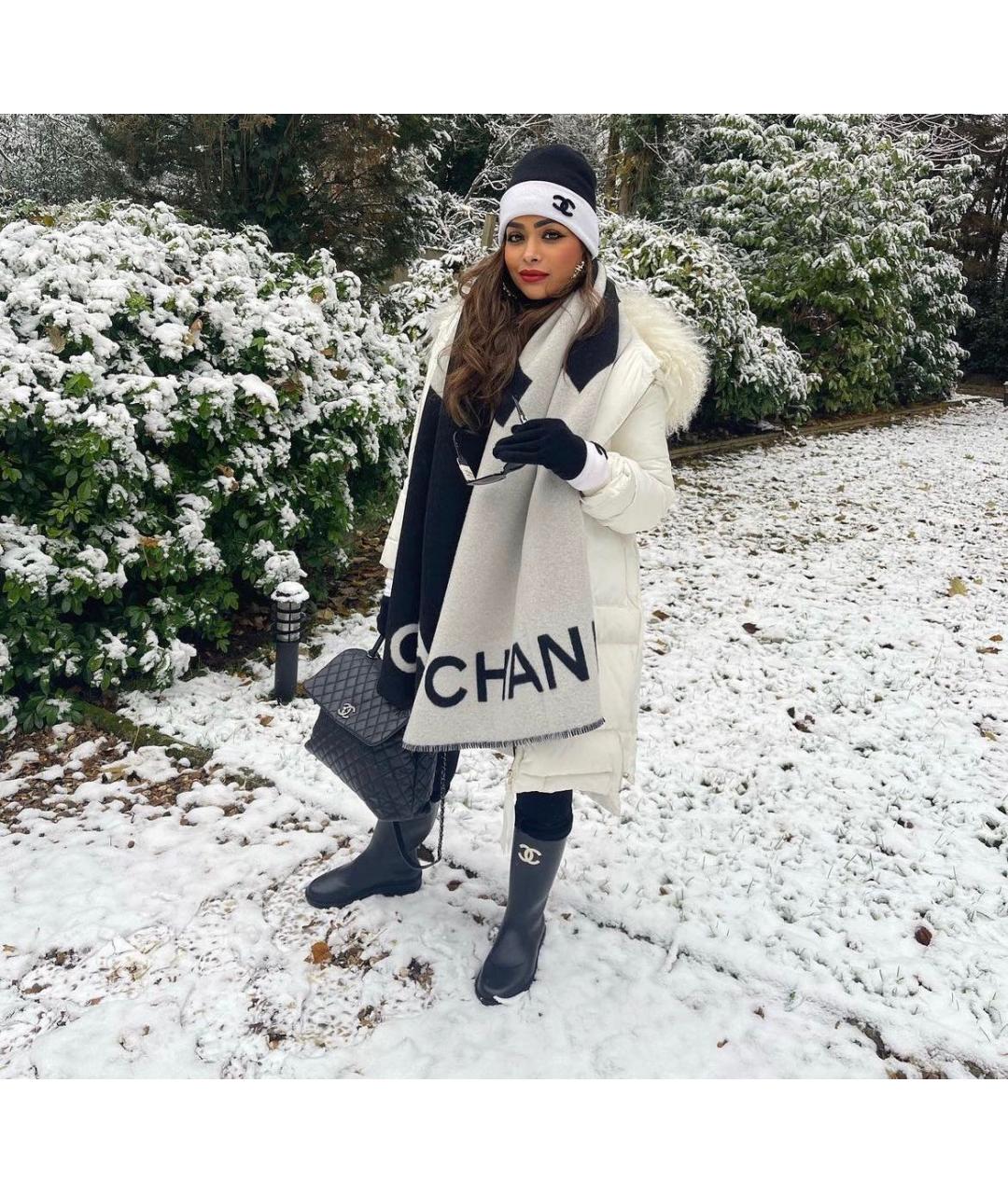 CHANEL Черный кашемировый шарф, фото 7