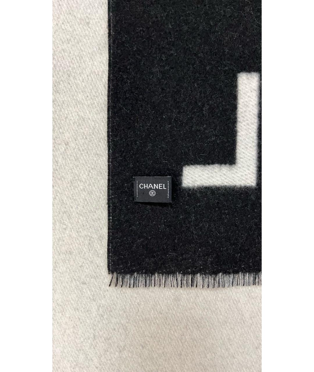 CHANEL Черный кашемировый шарф, фото 2