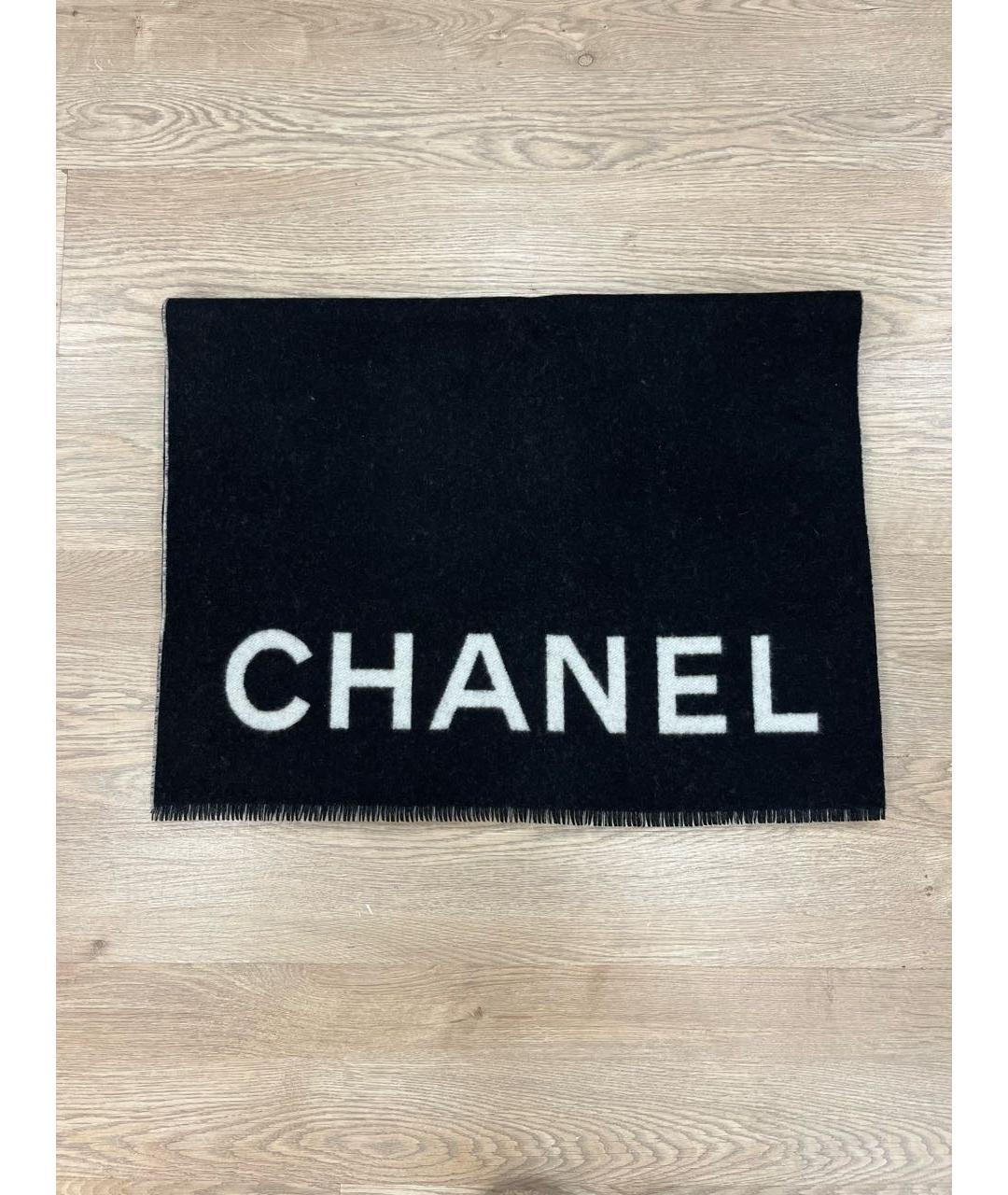 CHANEL Черный кашемировый шарф, фото 8