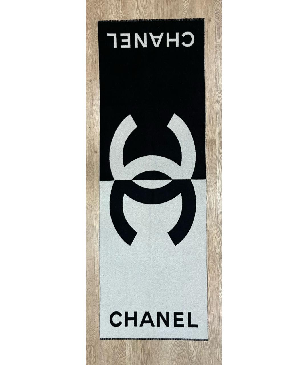 CHANEL Черный кашемировый шарф, фото 4