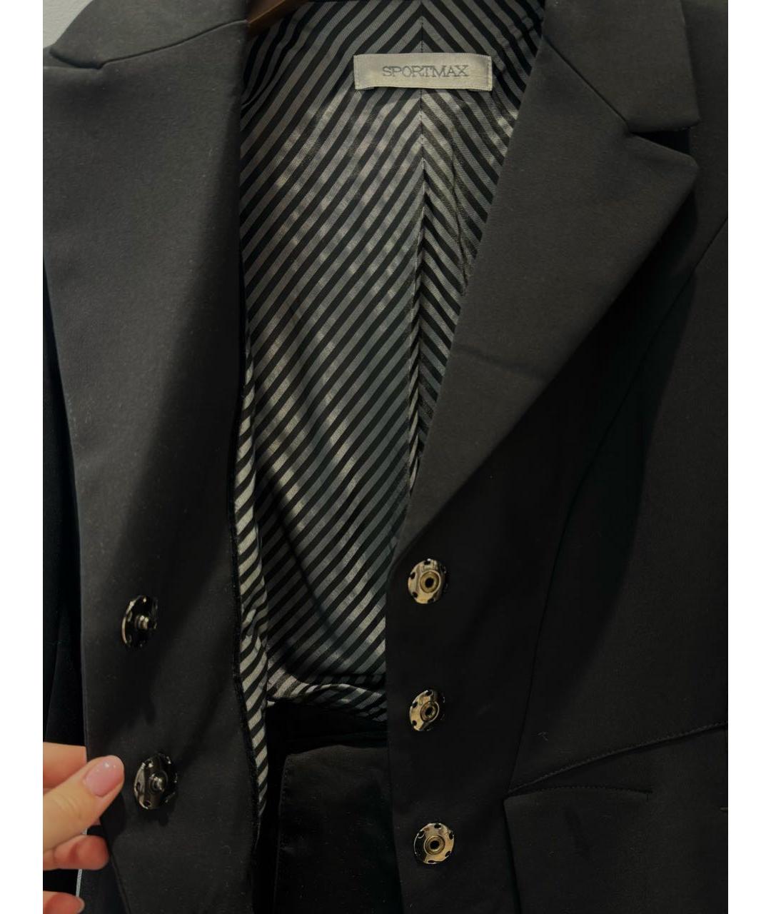 SPORTMAX Черный хлопко-эластановый жакет/пиджак, фото 2