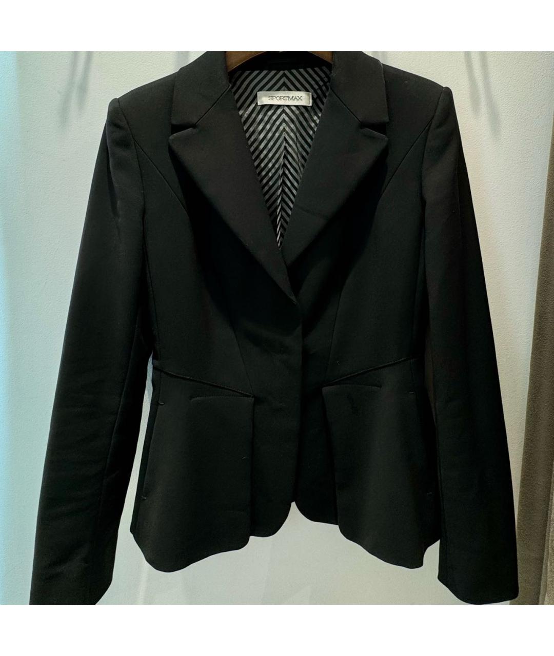 SPORTMAX Черный хлопко-эластановый жакет/пиджак, фото 5