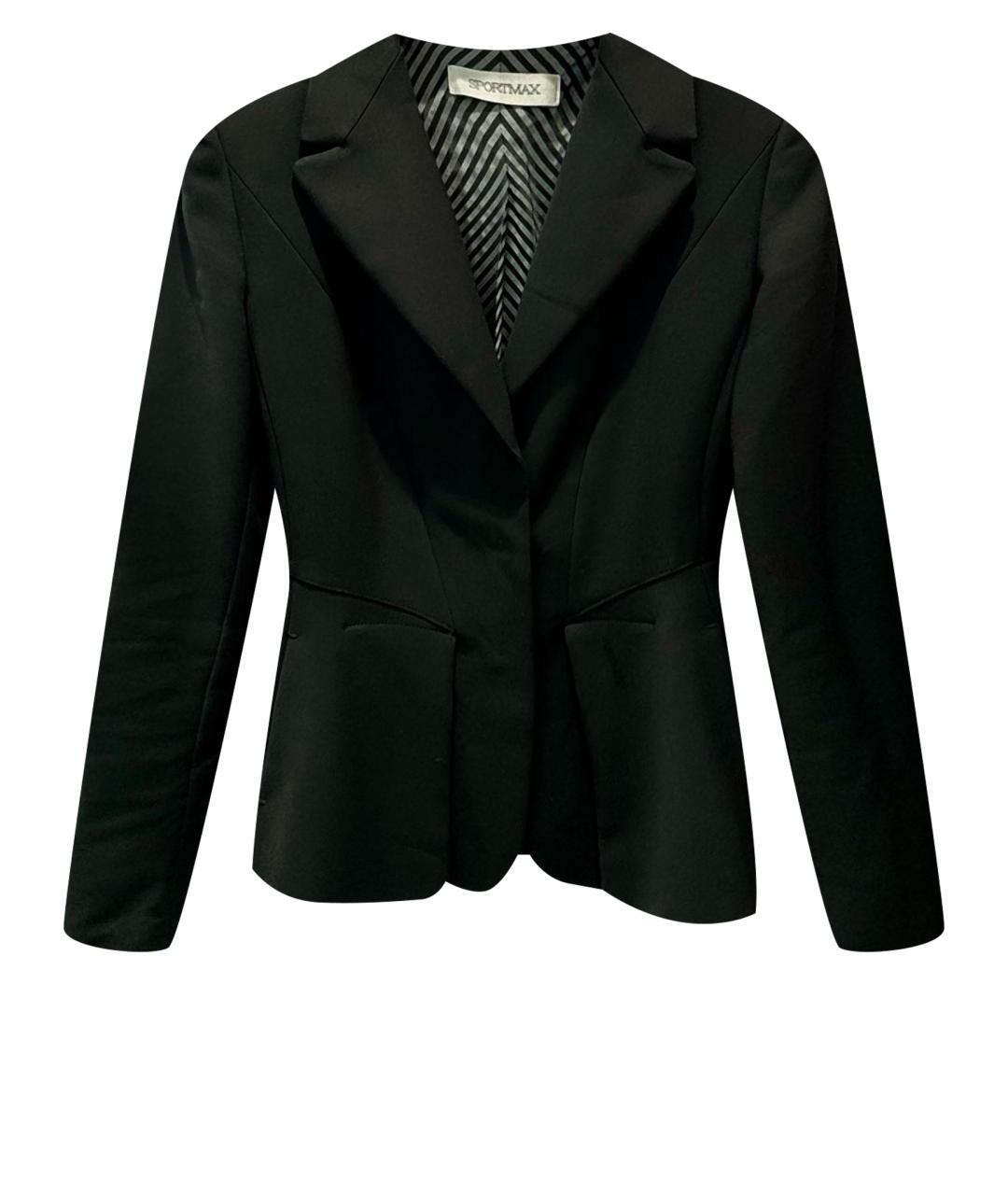 SPORTMAX Черный хлопко-эластановый жакет/пиджак, фото 1