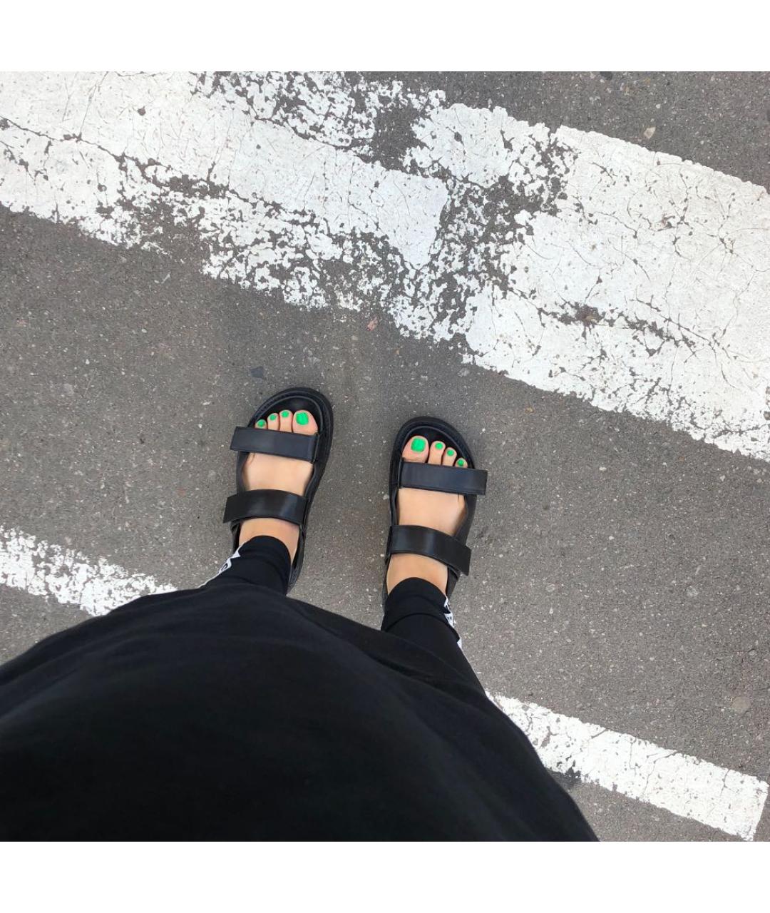 ANN DEMEULEMEESTER Черные кожаные сандалии, фото 6