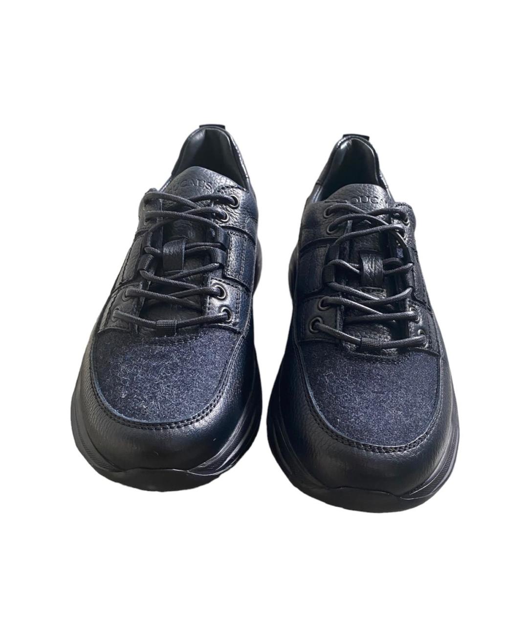 DOUCAL'S Темно-синие кожаные низкие кроссовки / кеды, фото 2