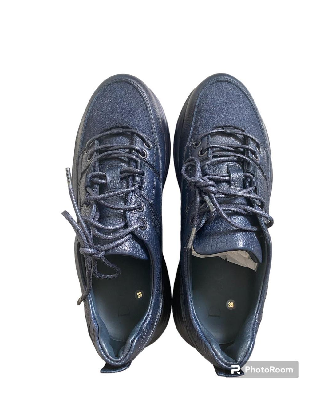 DOUCAL'S Темно-синие кожаные низкие кроссовки / кеды, фото 3