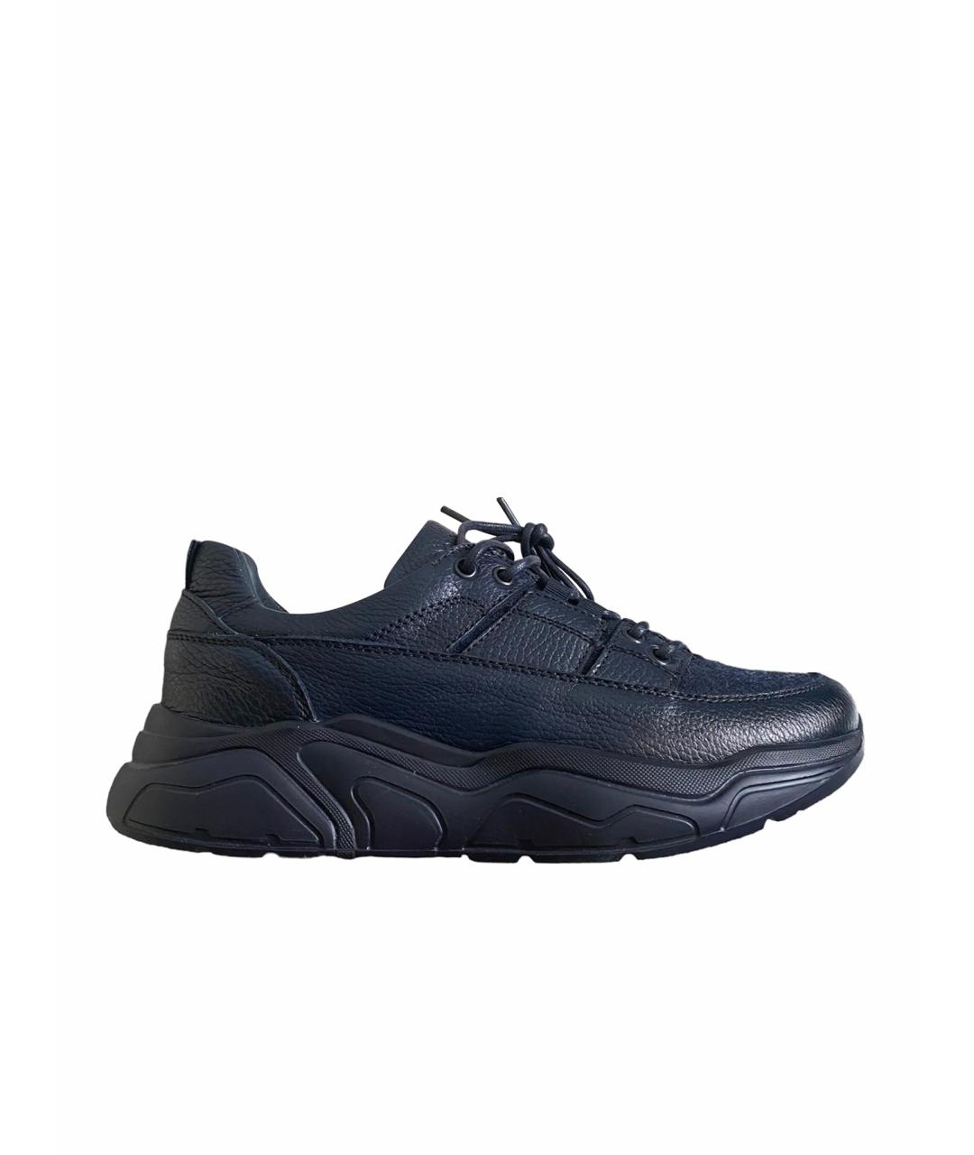 DOUCAL'S Темно-синие кожаные низкие кроссовки / кеды, фото 1