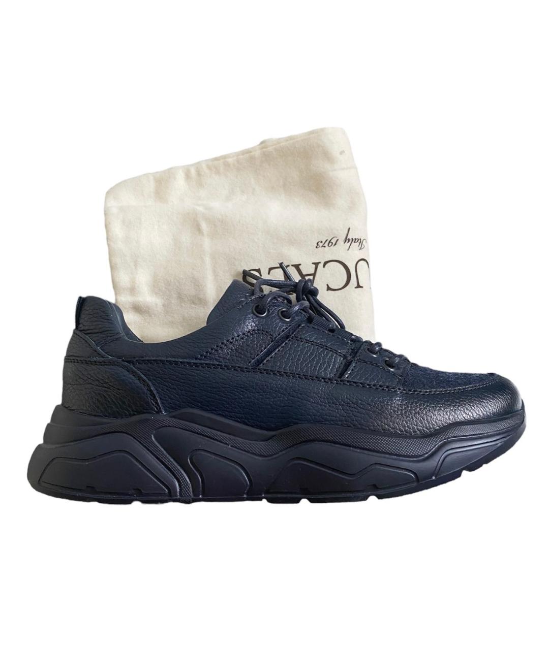 DOUCAL'S Темно-синие кожаные низкие кроссовки / кеды, фото 7