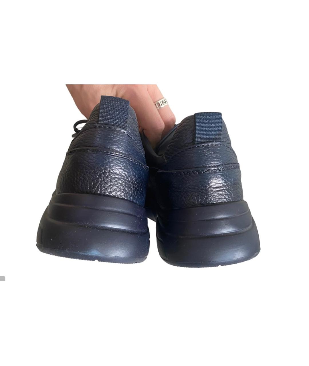 DOUCAL'S Темно-синие кожаные низкие кроссовки / кеды, фото 4