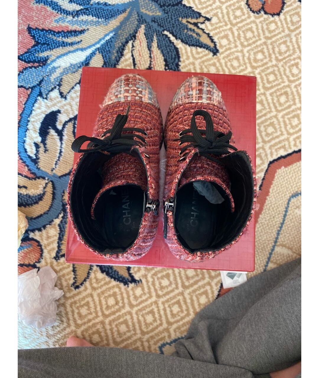 CHANEL PRE-OWNED Бордовые ботинки, фото 3