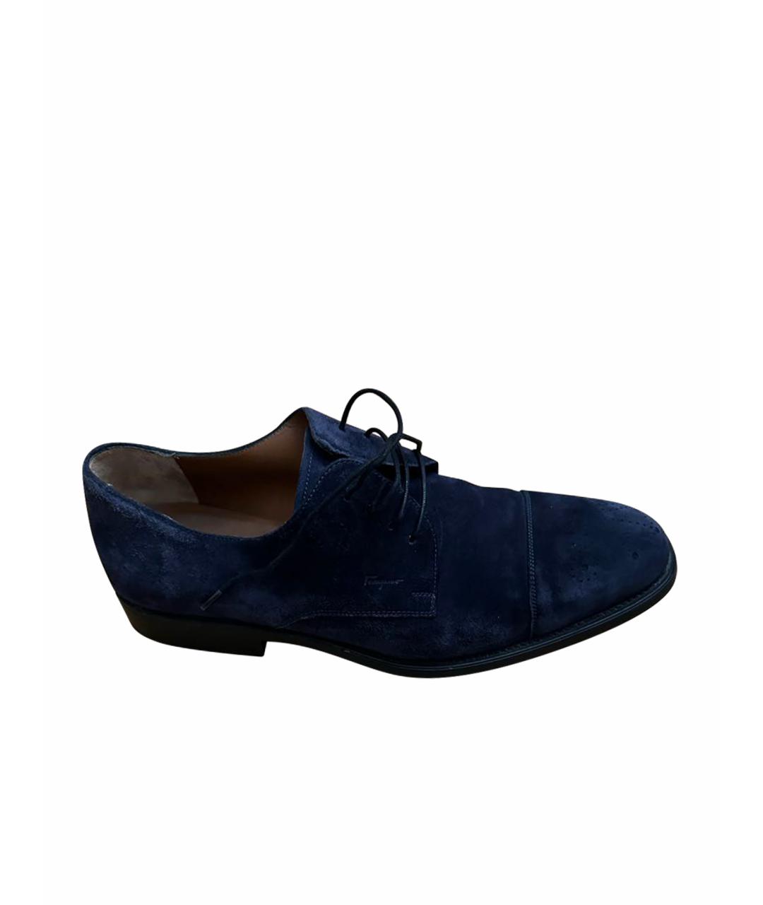 SALVATORE FERRAGAMO Темно-синие замшевые туфли, фото 1