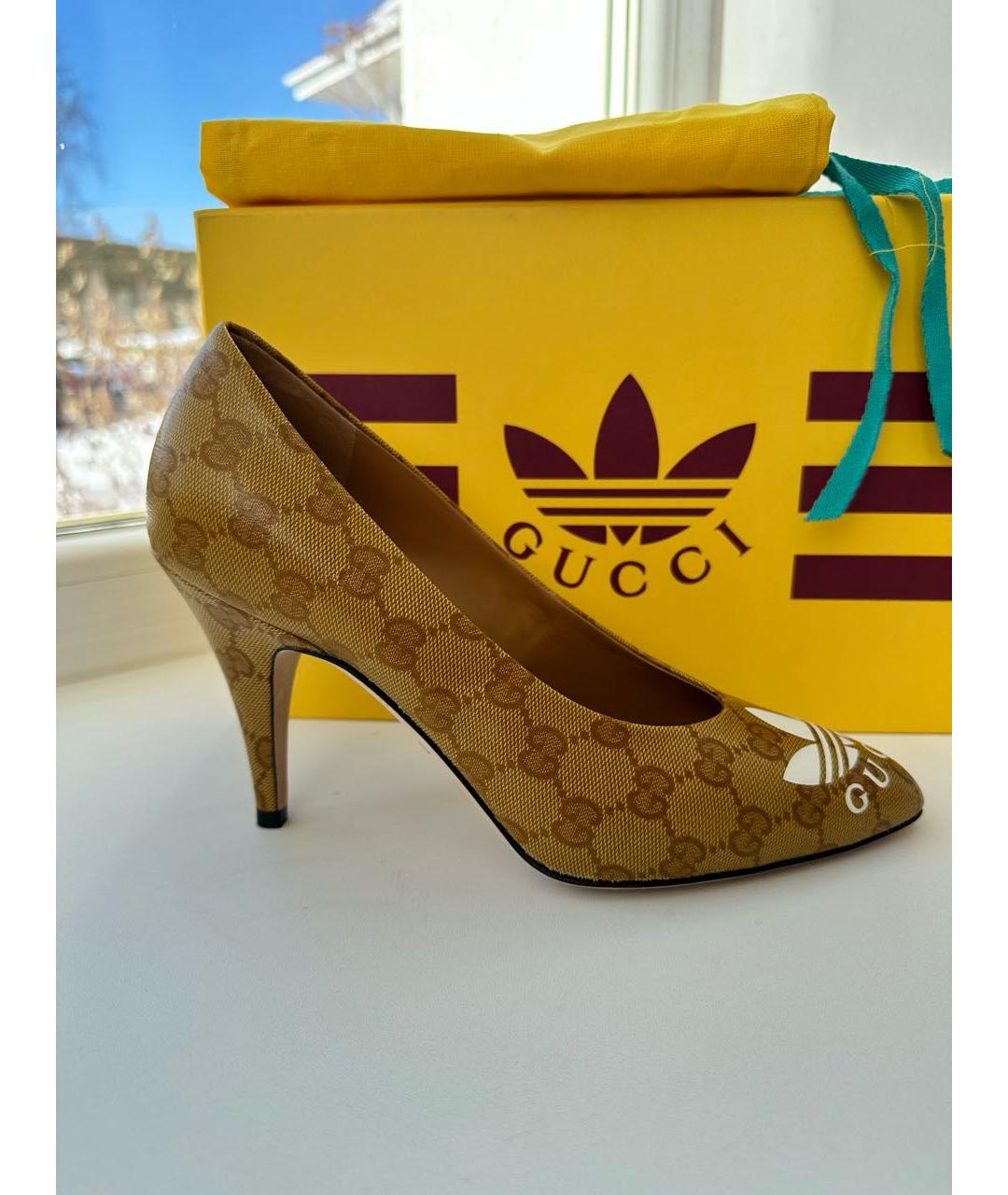 GUCCI Горчичные текстильные туфли, фото 9