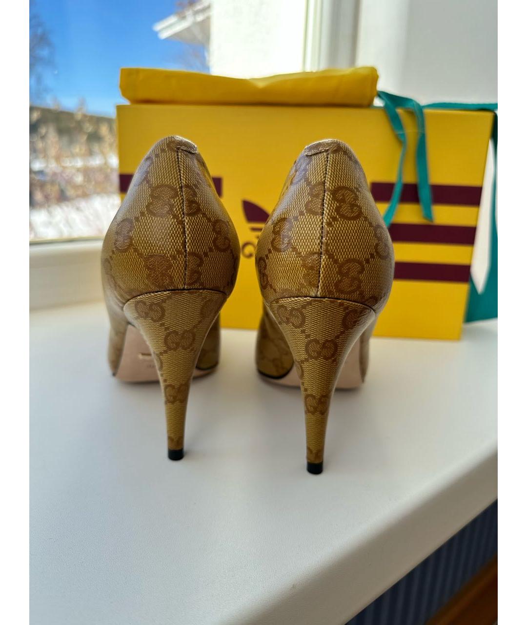GUCCI Горчичные текстильные туфли, фото 3