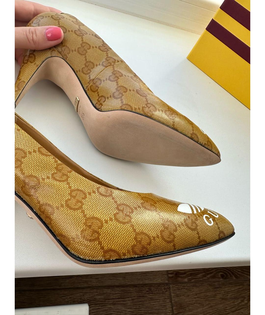 GUCCI Горчичные текстильные туфли, фото 6