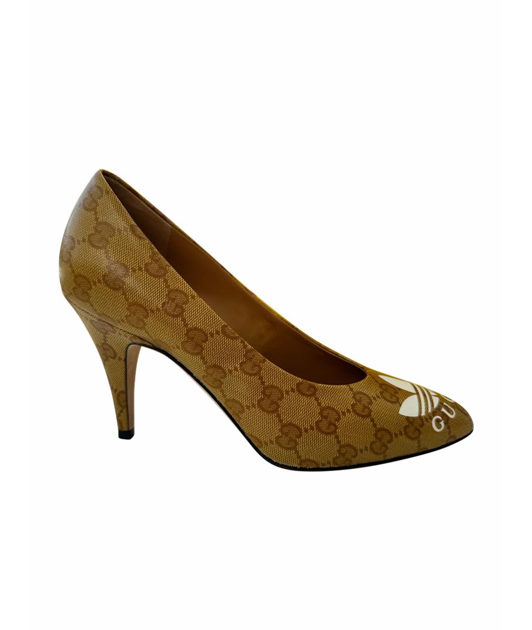 GUCCI Горчичные текстильные туфли, фото 1