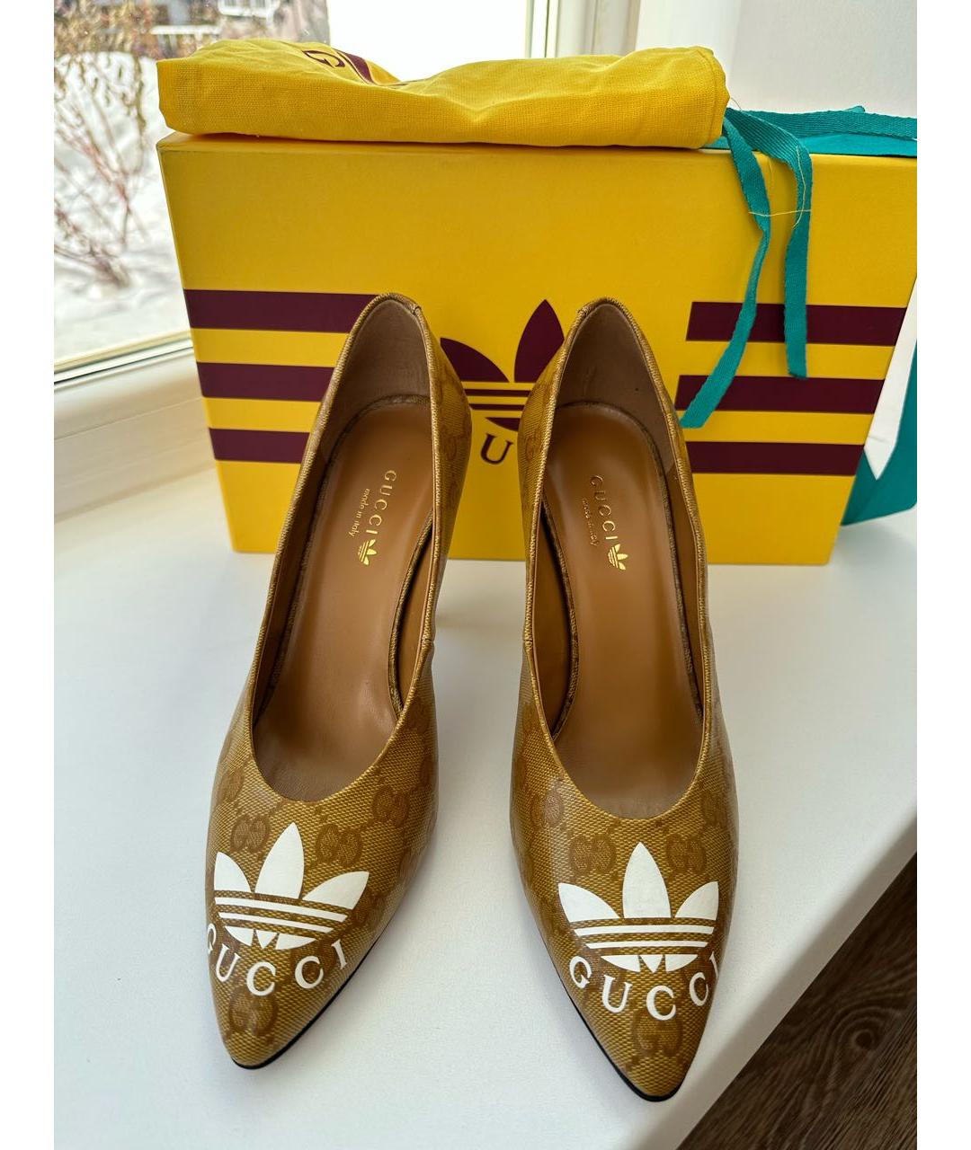 GUCCI Горчичные текстильные туфли, фото 2