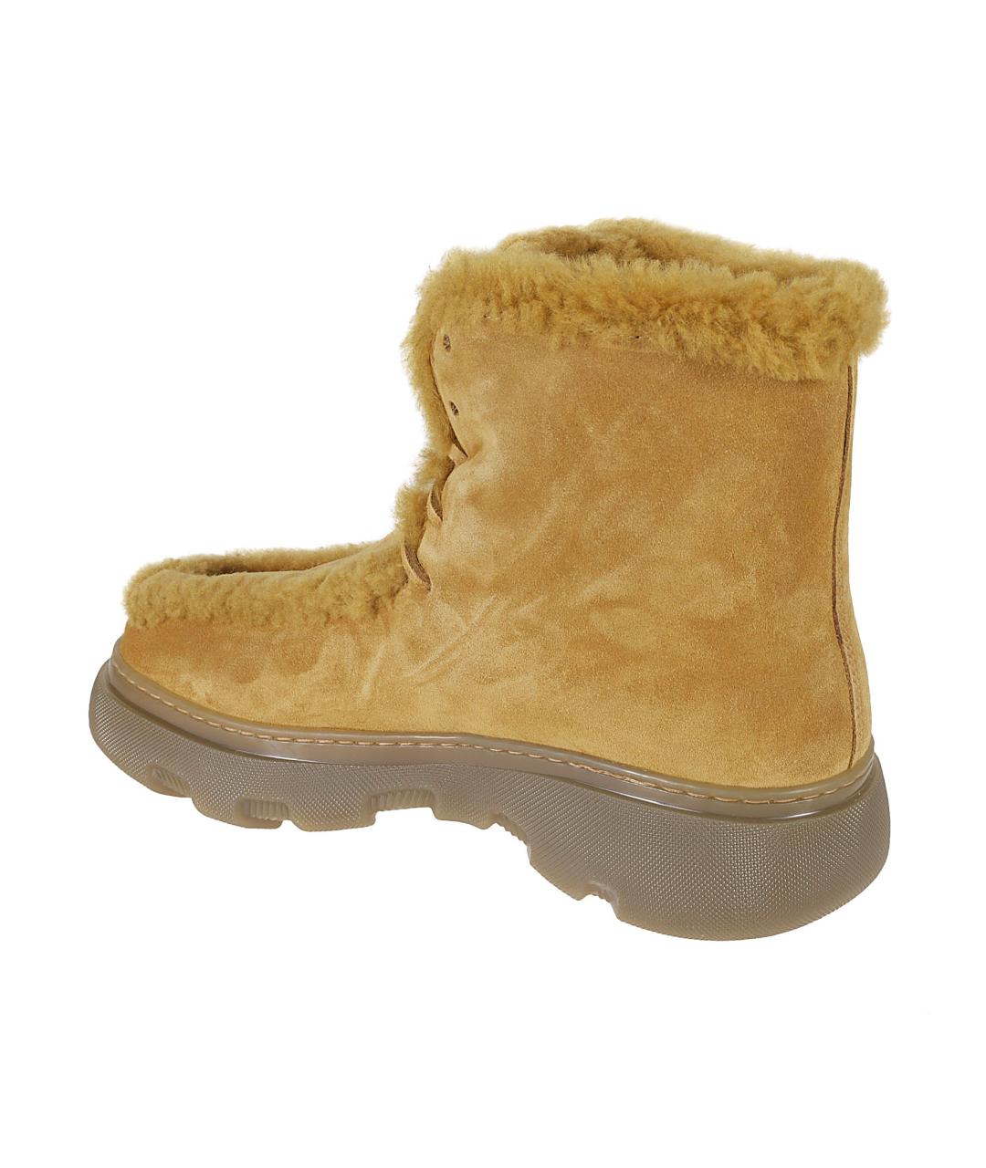 BURBERRY Горчичные замшевые высокие ботинки, фото 3