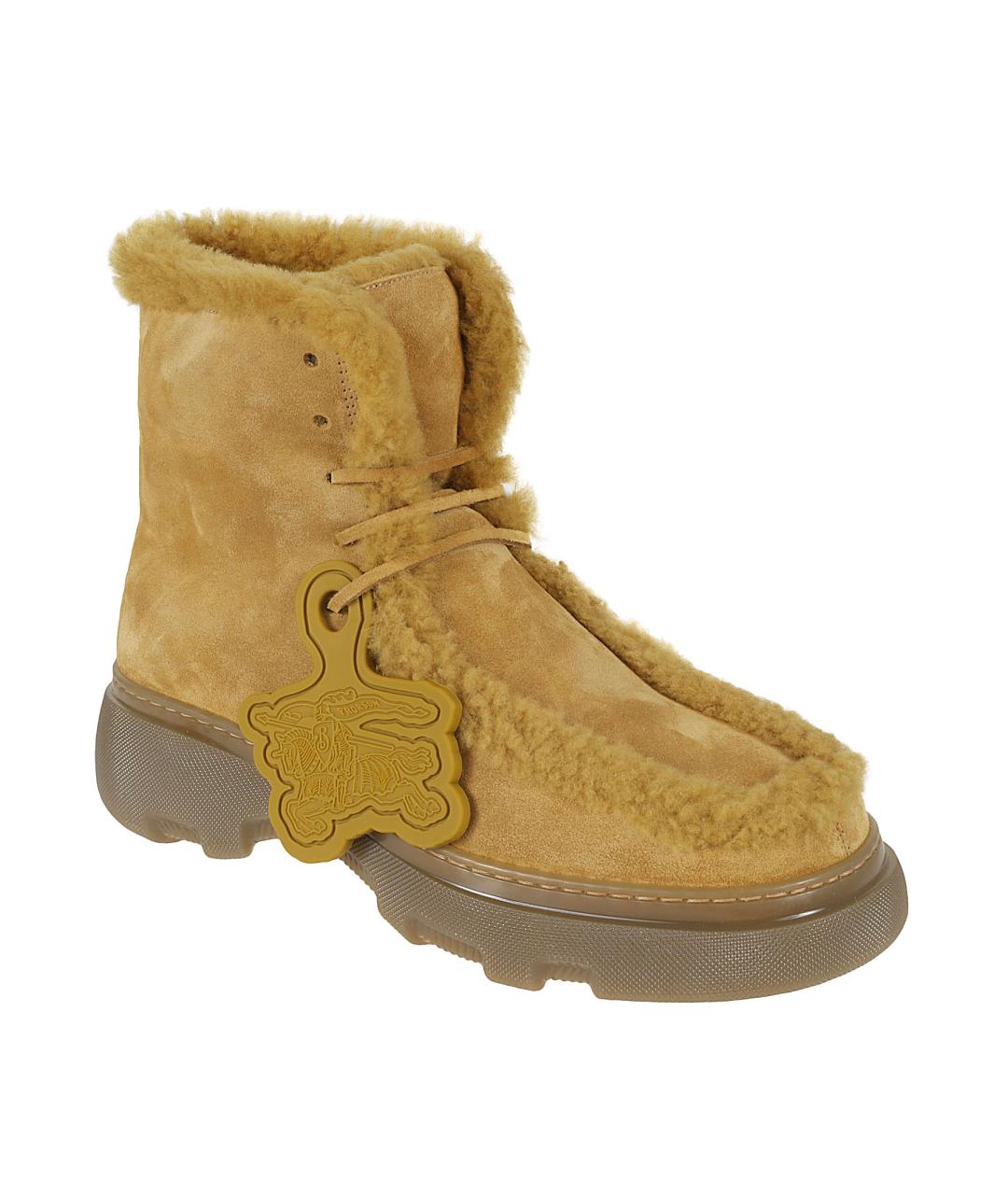 BURBERRY Горчичные замшевые высокие ботинки, фото 2