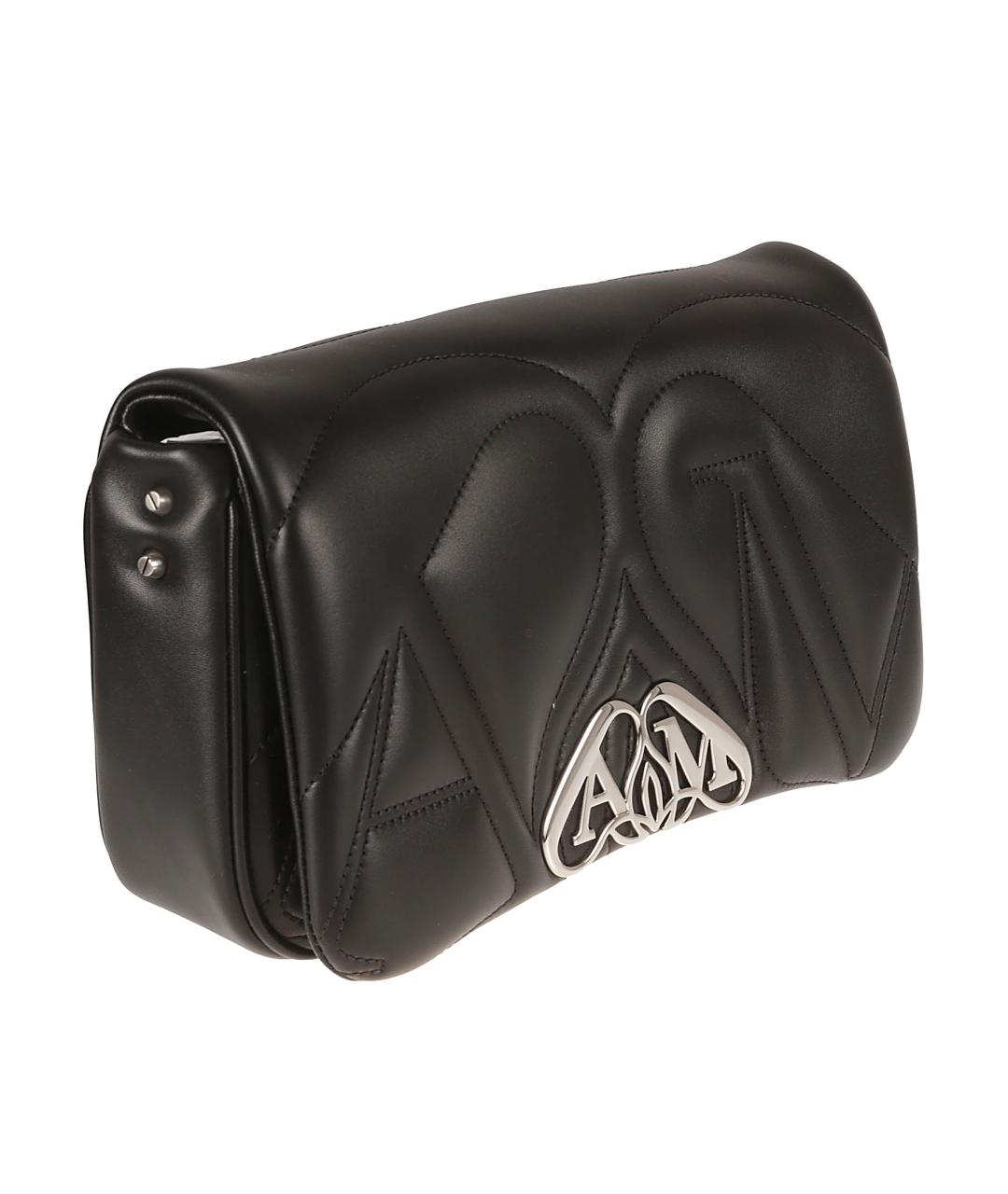 ALEXANDER MCQUEEN Черная кожаная сумка через плечо, фото 3