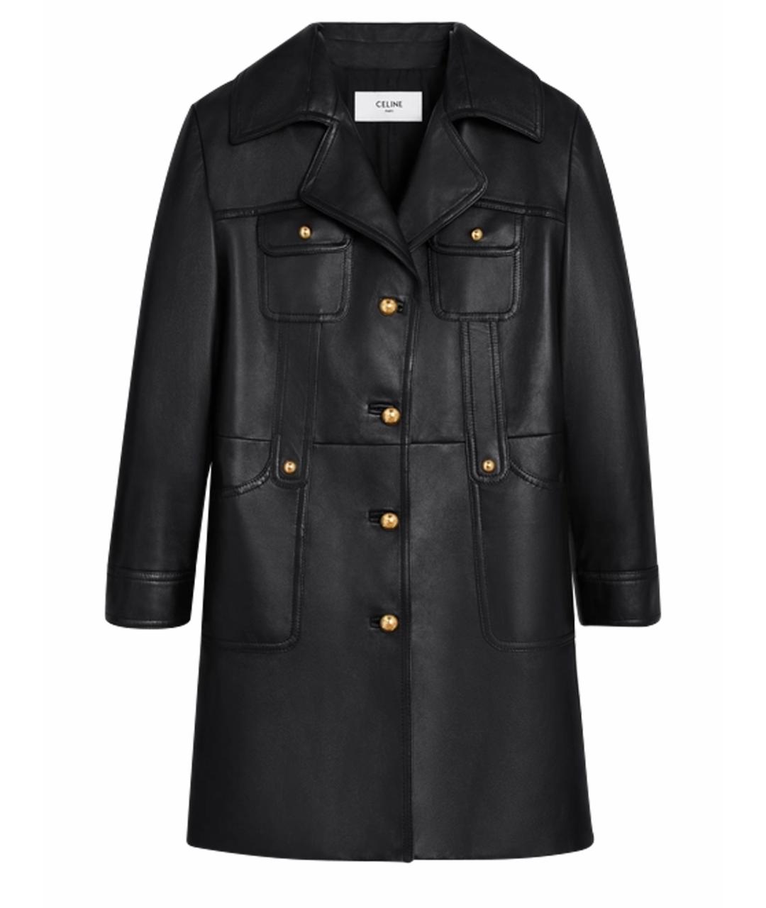 CELINE PRE-OWNED Черное кожаное пальто, фото 1