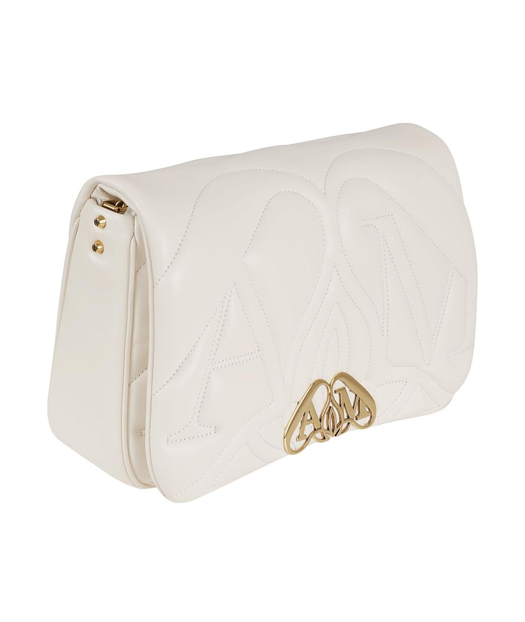 ALEXANDER MCQUEEN Белая кожаная сумка через плечо, фото 3