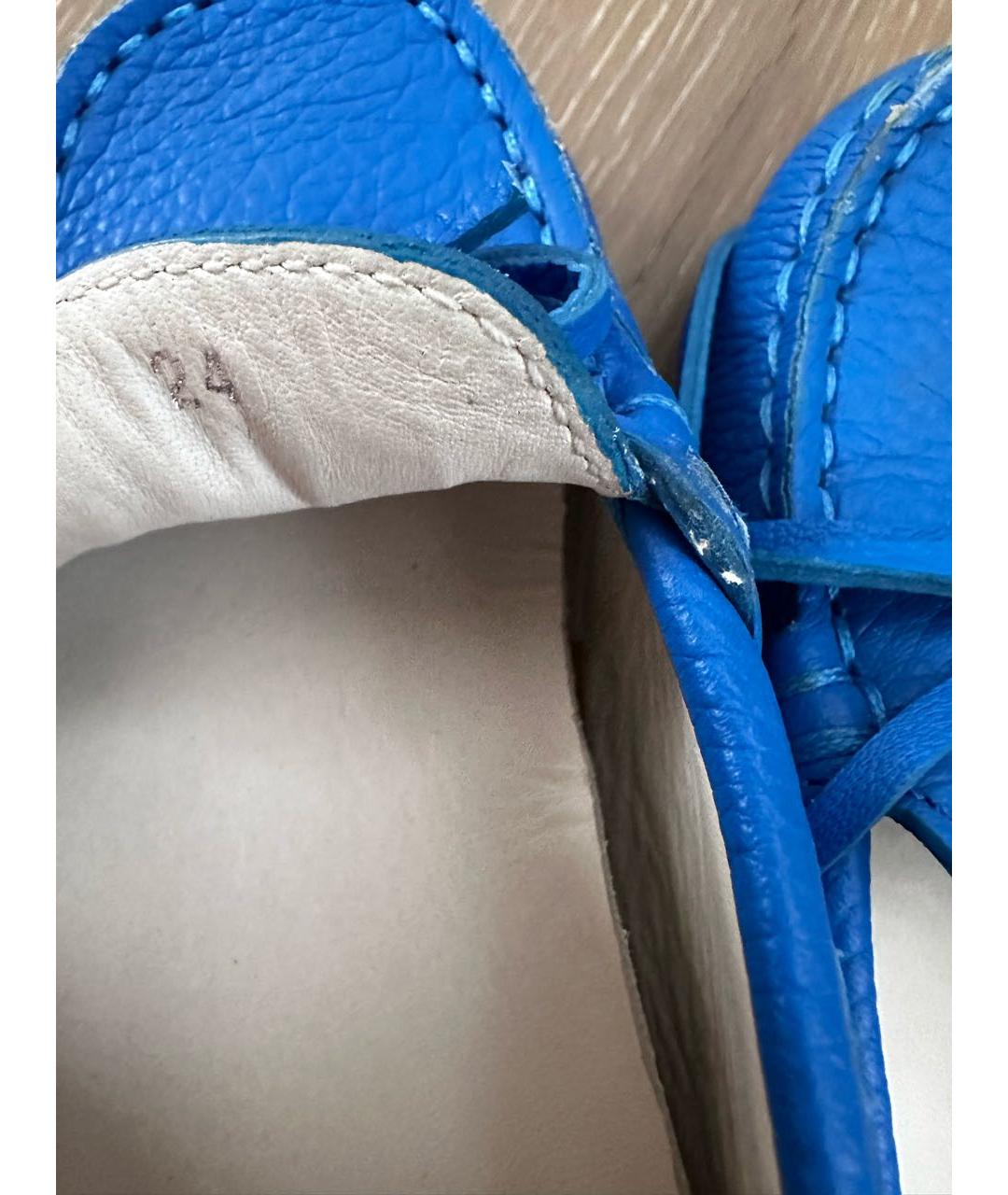 TOD'S Синие кожаные лоферы/мокасины, фото 6